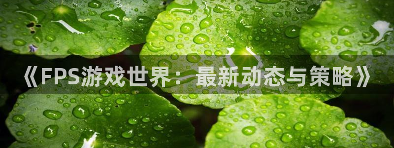 杜邦娱乐升级5994月：《FPS游戏世界：最新动态与策略》